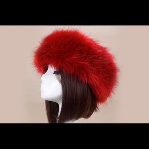 Red fur headband
